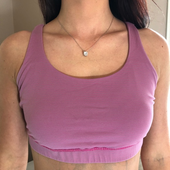 Lululemon Pink White Top Workout Sports Bra SZ 12 - Picture 3 of 3